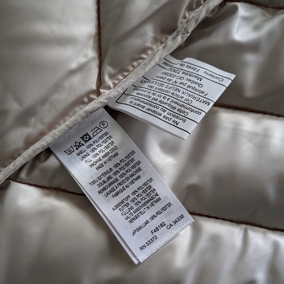 French Connection Jacket Hood Lightweight Chevron Quilted Packable Orange S NWT - Picture 15 of 16